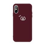 For iPhone XS Max Small Pig Pattern Colorful Frosted TPU Phone Protective Case(Wine Red)