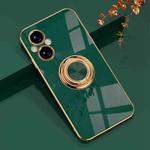 For OPPO A96 6D Electroplating Full Coverage Silicone Phone Case(Dark Green)