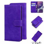 For OnePlus 8T Skin Feel Pure Color Flip Leather Phone Case(Purple)