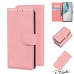 For OnePlus Nord N10 5G Skin Feel Pure Color Flip Leather Phone Case(Pink)