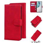 For OnePlus Nord N10 5G Skin Feel Pure Color Flip Leather Phone Case(Red)