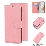 For OnePlus Nord N100 Skin Feel Pure Color Flip Leather Phone Case(Pink)
