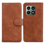 For OnePlus 10 Pro 5G Skin Feel Pure Color Flip Leather Phone Case(Brown)