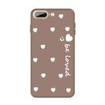For iPhone 8 Plus / 7 Plus Smiling Face Multiple Love-hearts Pattern Colorful Frosted TPU Phone Protective Case(Khaki)