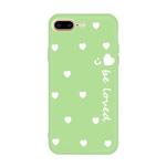 For iPhone 8 Plus / 7 Plus Smiling Face Multiple Love-hearts Pattern Colorful Frosted TPU Phone Protective Case(Green)