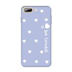 For iPhone 8 Plus / 7 Plus Smiling Face Multiple Love-hearts Pattern Colorful Frosted TPU Phone Protective Case(Light Purple)