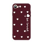 For iPhone SE 2022 / SE 2020 / 8 / 7 Smiling Face Multiple Love-hearts Pattern Colorful Frosted TPU Phone Protective Case(Wine Red)