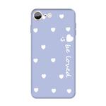 For iPhone SE 2022 / SE 2020 / 8 / 7 Smiling Face Multiple Love-hearts Pattern Colorful Frosted TPU Phone Protective Case(Light Purple)