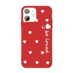 For iPhone 11 Smiling Face Multiple Love-hearts Pattern Colorful Frosted TPU Phone Protective Case(Red)