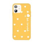 For iPhone 11 Smiling Face Multiple Love-hearts Pattern Colorful Frosted TPU Phone Protective Case(Yellow)