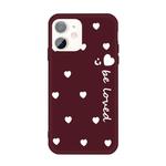 For iPhone 11 Smiling Face Multiple Love-hearts Pattern Colorful Frosted TPU Phone Protective Case(Wine Red)