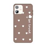 For iPhone 11 Smiling Face Multiple Love-hearts Pattern Colorful Frosted TPU Phone Protective Case(Khaki)