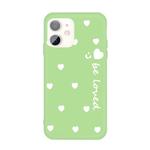 For iPhone 11 Smiling Face Multiple Love-hearts Pattern Colorful Frosted TPU Phone Protective Case(Green)
