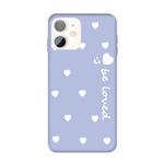 For iPhone 11 Smiling Face Multiple Love-hearts Pattern Colorful Frosted TPU Phone Protective Case(Light Purple)