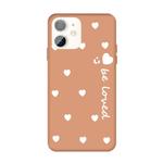 For iPhone 11 Smiling Face Multiple Love-hearts Pattern Colorful Frosted TPU Phone Protective Case(Coral Orange)