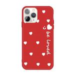 For iPhone 11 Pro Smiling Face Multiple Love-hearts Pattern Colorful Frosted TPU Phone Protective Case(Red)