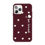 For iPhone 11 Pro Smiling Face Multiple Love-hearts Pattern Colorful Frosted TPU Phone Protective Case(Wine Red)