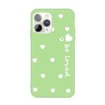 For iPhone 11 Pro Smiling Face Multiple Love-hearts Pattern Colorful Frosted TPU Phone Protective Case(Green)