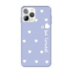 For iPhone 11 Pro Smiling Face Multiple Love-hearts Pattern Colorful Frosted TPU Phone Protective Case(Light Purple)
