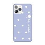 For iPhone 11 Pro Max Smiling Face Multiple Love-hearts Pattern Colorful Frosted TPU Phone Protective Case(Light Purple)