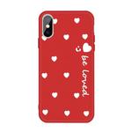 For iPhone X / XS Smiling Face Multiple Love-hearts Pattern Colorful Frosted TPU Phone Protective Case(Red)