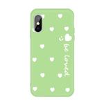 For iPhone X / XS Smiling Face Multiple Love-hearts Pattern Colorful Frosted TPU Phone Protective Case(Green)