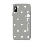 For iPhone XS Max Smiling Face Multiple Love-hearts Pattern Colorful Frosted TPU Phone Protective Case(Gray)