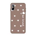 For iPhone XS Max Smiling Face Multiple Love-hearts Pattern Colorful Frosted TPU Phone Protective Case(Khaki)
