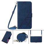 For iPhone 13 Crossbody 3D Embossed Flip Leather Phone Case(Blue)