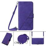 For iPhone 13 Crossbody 3D Embossed Flip Leather Phone Case(Purple)