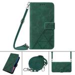 For iPhone 13 Crossbody 3D Embossed Flip Leather Phone Case(Dark Green)