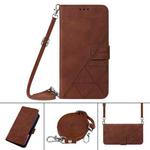 For iPhone 13 Pro Crossbody 3D Embossed Flip Leather Phone Case (Brown)