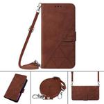 For iPhone 13 Pro Max Crossbody 3D Embossed Flip Leather Phone Case (Brown)