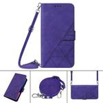 For iPhone 13 Pro Max Crossbody 3D Embossed Flip Leather Phone Case (Purple)