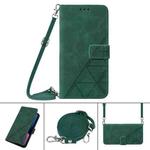 For iPhone 13 Pro Max Crossbody 3D Embossed Flip Leather Phone Case (Dark Green)