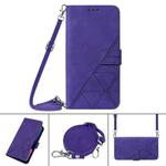 For iPhone 12 mini Crossbody 3D Embossed Flip Leather Phone Case (Purple)