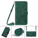 For iPhone 12 Crossbody 3D Embossed Flip Leather Phone Case(Dark Green)