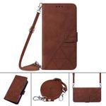 For iPhone 12 Pro Crossbody 3D Embossed Flip Leather Phone Case(Brown)