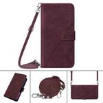 For iPhone 11 Crossbody 3D Embossed Flip Leather Phone Case (Wine Red)