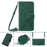 For iPhone X / XS Crossbody 3D Embossed Flip Leather Phone Case(Dark Green)