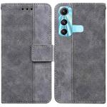 For Infinix Hot 11 X662 Geometric Embossed Leather Phone Case(Grey)