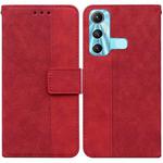 For Infinix Hot 11 X662 Geometric Embossed Leather Phone Case(Red)