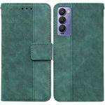 For Tecno Camon 18 / 18P Geometric Embossed Leather Phone Case(Green)