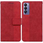 For Tecno Camon 18 / 18P Geometric Embossed Leather Phone Case(Red)