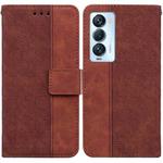 For Tecno Camon 18 Premier Geometric Embossed Leather Phone Case(Brown)