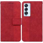 For Tecno Camon 18 Premier Geometric Embossed Leather Phone Case(Red)