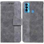 For Tecno Camon 18i Geometric Embossed Leather Phone Case(Grey)