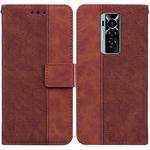 For Tecno Phantom X Geometric Embossed Leather Phone Case(Brown)
