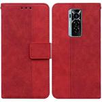 For Tecno Phantom X Geometric Embossed Leather Phone Case(Red)