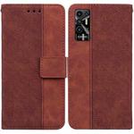 For Tecno Pova 2 Geometric Embossed Leather Phone Case(Brown)